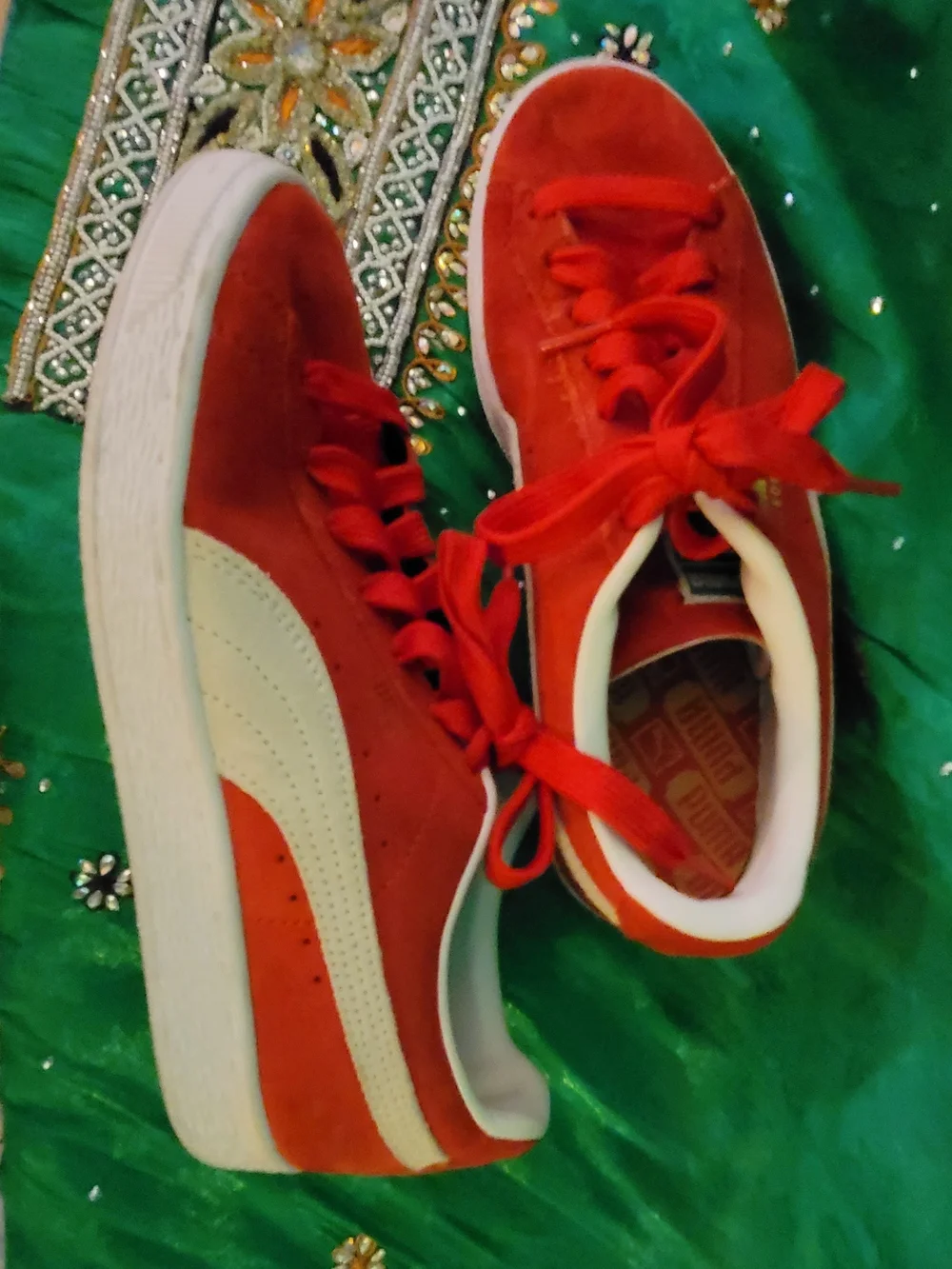 Puma Red Low-Top Lace-Up Sneakers